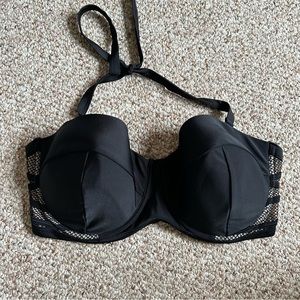 Elegant Black Bikini Top with Mesh Details